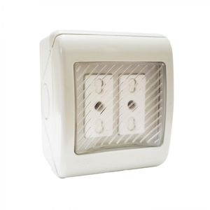 Casquete Toma Corriente Doble 10/16 A Hidrobox IP55 Blanco