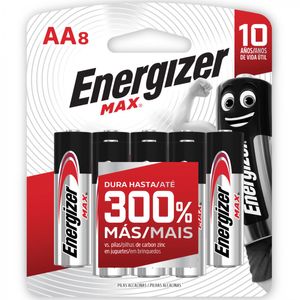 Pilas Alcalinas AA 8 un Energizer Max