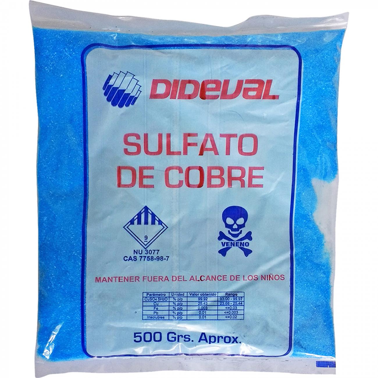 Sulfato de Cobre Bolsa 1 kg Dideval