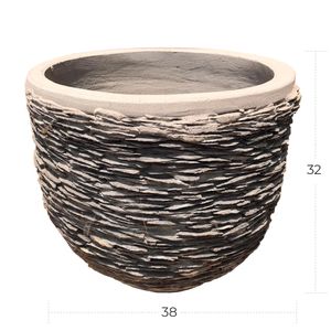 Macetero Decorativa Mosaico Piedra 32 X 38 Cm Cemento