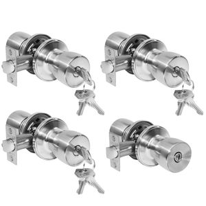 Pack Cerraduras Tubular Pomo 3 Dormitorio + 1 Baño Acero Inoxidable