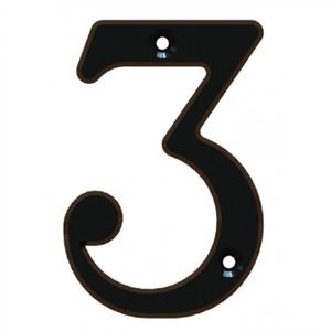 Número 3 Estándar Rústico 8,5 cm Negro Brillante