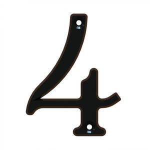 Número 4 Estándar Rústico 8,5 cm Negro Brillante