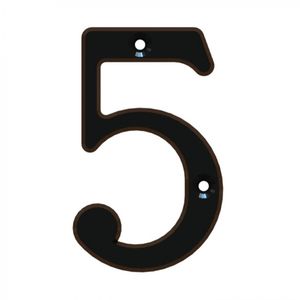 Número 5 Estándar Rústico 8,5 cm Negro Brillante