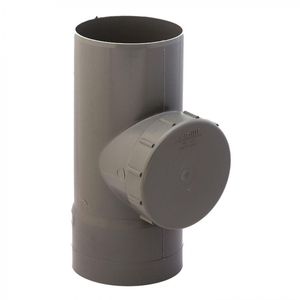 Tee PVC Registro Sanitario 110 mm Gris
