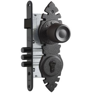 Cerradura De Embutir Pomo Acceso Rústica Urbano Negro