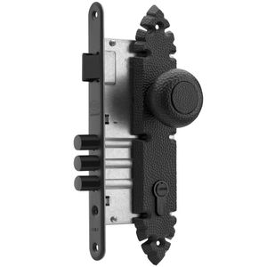 Cerradura De Embutir Pomo Acceso Exterior Fijo Rústica B60 Negro