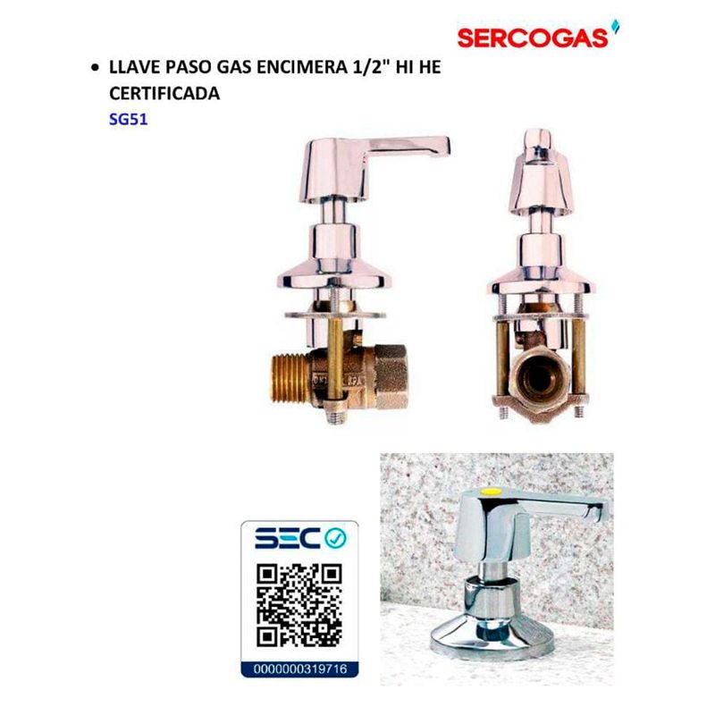 Llave de paso discount para gas encimera