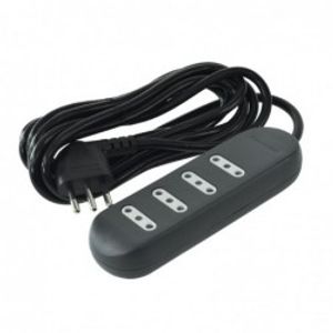 Alargador 4 Tomas 2 P + T 1,5 m Negro