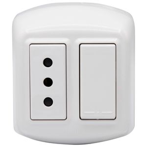 Casquete Interruptor 9/12 + Toma Corriente 10 A Blanco