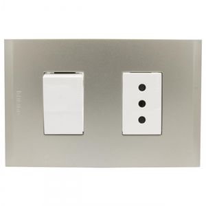 Placa Armada Interruptor 9/12 + Enchufe 10 A Nóbile Blanco Perla
