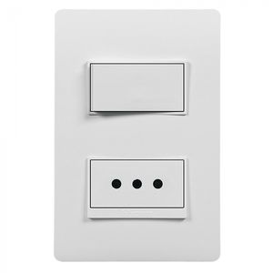Placa Armada Interruptor 9/12 + Enchufe 10 A lúzica Blanco