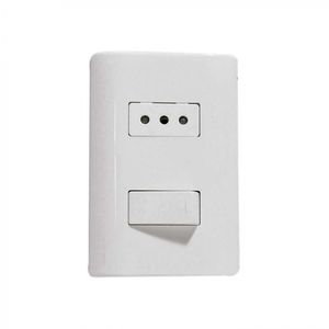 Placa Armada Interruptor 9/12 + Enchufe 16 A Génesis Blanco
