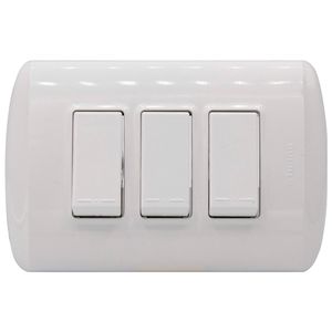 Placa Armada Interruptor 9/32 Triple 10 A Modus Plus Blanco