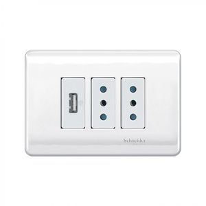 Placa Armada Enchufe Doble 10 A + USB 1 A Génesis Blanco