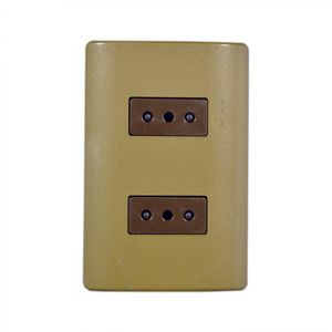Placa Armada Enchufe Doble 10 A Génesis Dorado
