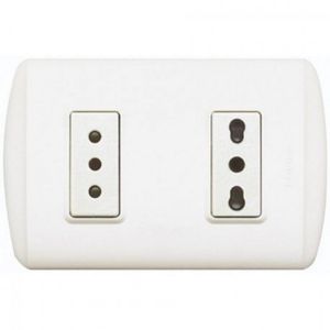 Placa Armada Enchufe Doble 10/16 A Blanco