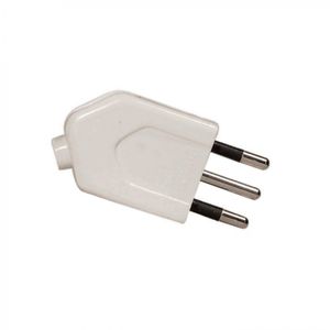 Enchufe Macho Volante Salida Inclinada Con Abrazadera 2 P + T 10 A Blanco
