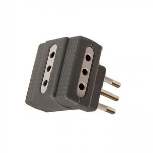 Adaptador Triple 2 P + T 10 A Gris