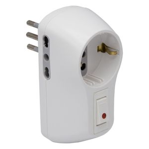 Adaptador Schuko 10 A + 2 P 16 A Con Protección Blanco