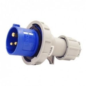 Enchufe Industrial Macho Volante IP67 2 P + T 16 A 220 V Blanco Y Azul