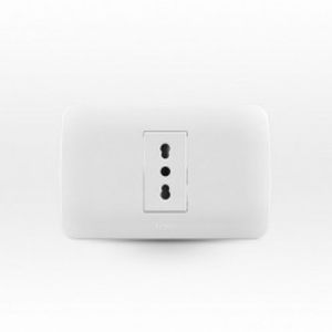 Placa Armada Enchufe Simple 10/16 A Blanco