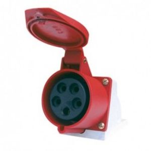 Enchufe Industrial Hembra Sobrepuesta IP44 3 P + N + T 32 A 380 V Rojo