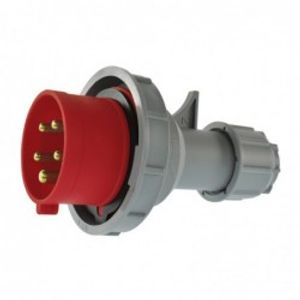 Enchufe Industrial Macho Volante IP67 3P + N +T 32 A 380 V Gris Y Rojo