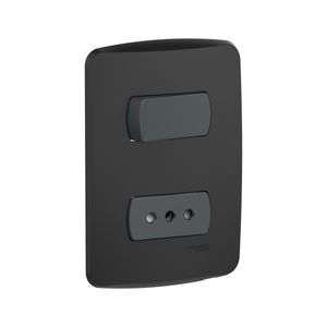 Placa Armada Interruptor 9/12 + Enchufe 10 A Miluz Grafito