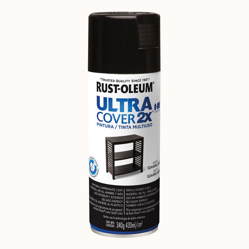 Pintura spray 430 ml Ultra cover 2X negro mate Rust-Oleum