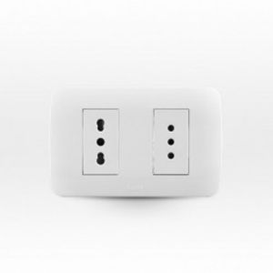 Placa Armada Enchufe Doble 10 A + 10/16 A 250 V Blanco