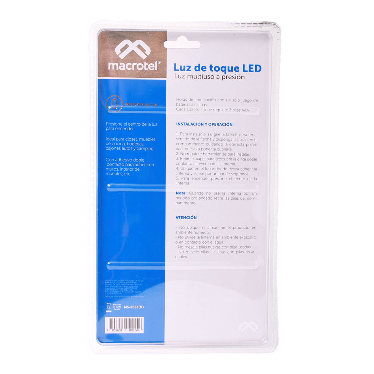 Luz de toque LED + 3 pilas AAA Macrotel