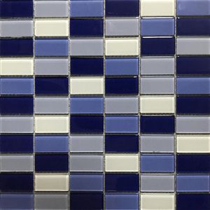 Malla Mosaico 30 x 30 cm Vidrio Rectangular Azul