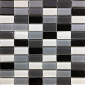 Malla Mosaico 30 x 30 cm Vidrio Rectangular Blanco Y Negro