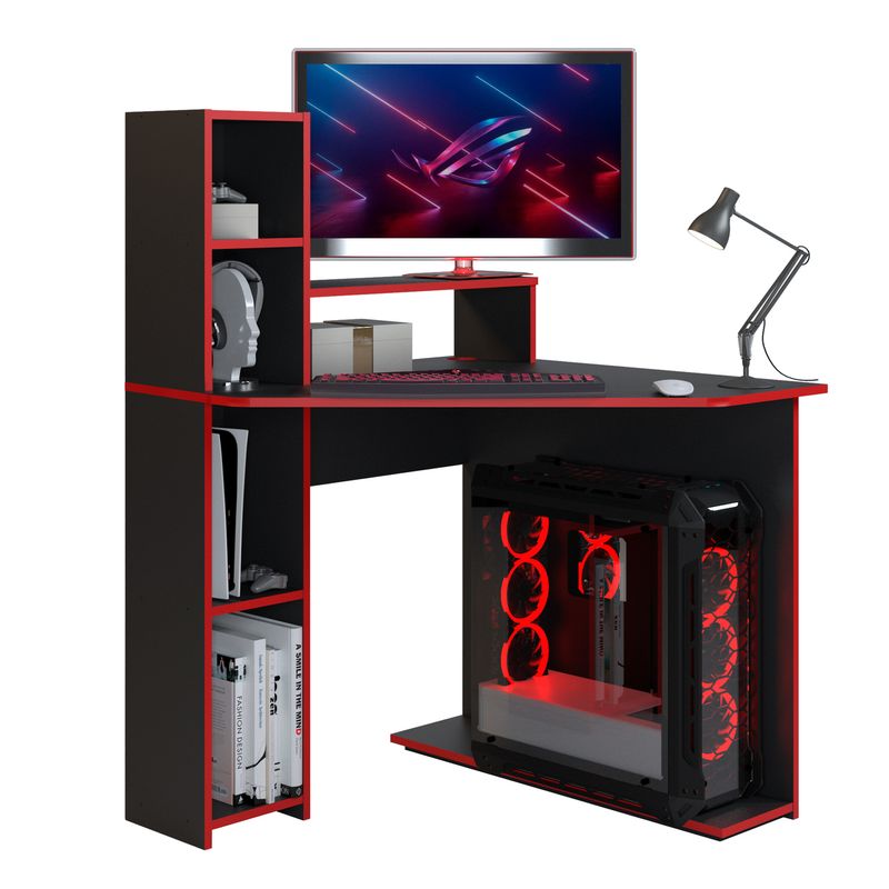 Mesa Gaming Negro con Rojo – C&M Computer
