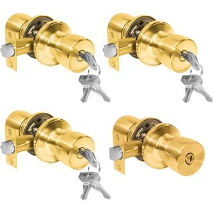 Pack Cerraduras Tubular Pomo 3 Dormitorio + 1 Baño Bronce Satinado