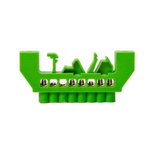 Barra Aislante Bronce Riel Din 8 Polos Verde