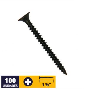 Tornillo Volcanita Metal Punta Fina #6 x 1 5/8" 100 un Fosfatado