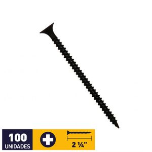Tornillo Volcanita Metal Punta Fina #6 x 2 1/4" 100 un Fosfatado