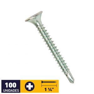 Tornillo Autoperforante Trompeta Punta Broca #6 x 1 1/4 100 un Zincado
