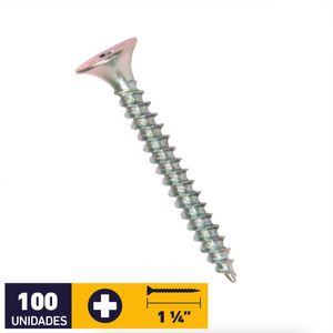Tornillo Volcanita Metal Punta Fina #6 x 1 1/4" 100 un Zincado