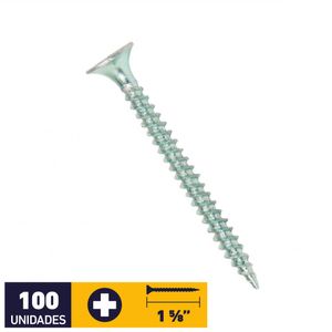 Tornillo Volcanita Metal Punta Fina #6 x 1 5/8" 100 un Zincado