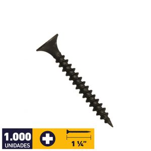 Tornillo Volcanita Metal Punta Fina #6 x 1 1/4" Pote 1000 un Fosfatado