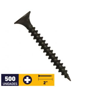 Tornillo Volcanita Metal Punta Fina #6 x 2" 500 un Fosfatado