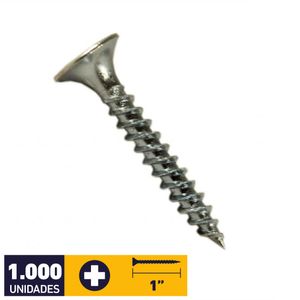 Tornillo Volcanita Metal Punta Fina #6 x 1" Pote 1000 un Zincado