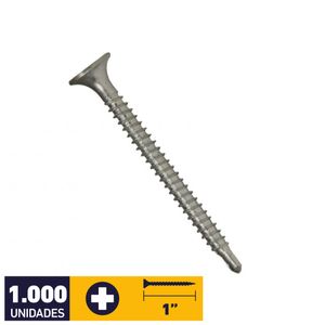 Tornillo Autoperforante Trompeta Punta Broca #6 x 1" Pote 1000 un Zincado