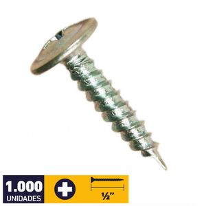 Tornillo Cabeza Lenteja Punta Fina #8 x 1/2" Pote 1000 un Zincado