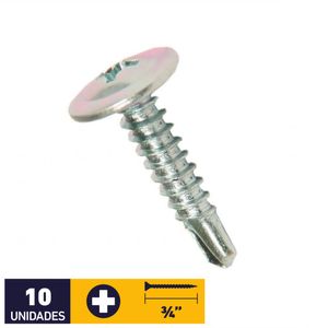 Tornillo Cabeza Lenteja Punta Broca #8 x 3/4" Zincado 10 un