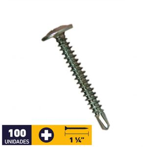 Tornillo Cabeza Lenteja Punta Broca #8 x 1 1/4" Zincado 100 un