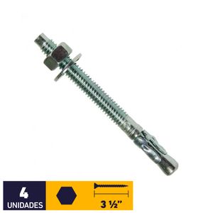 Perno Anclaje + Tuerca + Golilla 5/16 x 3 1/2" 4 un